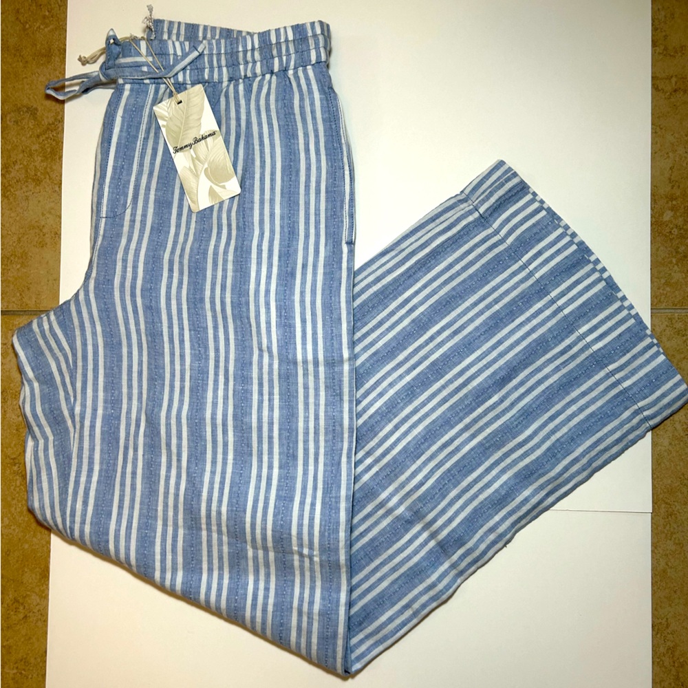 NWT🌷Tommy Bahama Linen Beach Breeze Dobby Easy Pants in “French Blue”